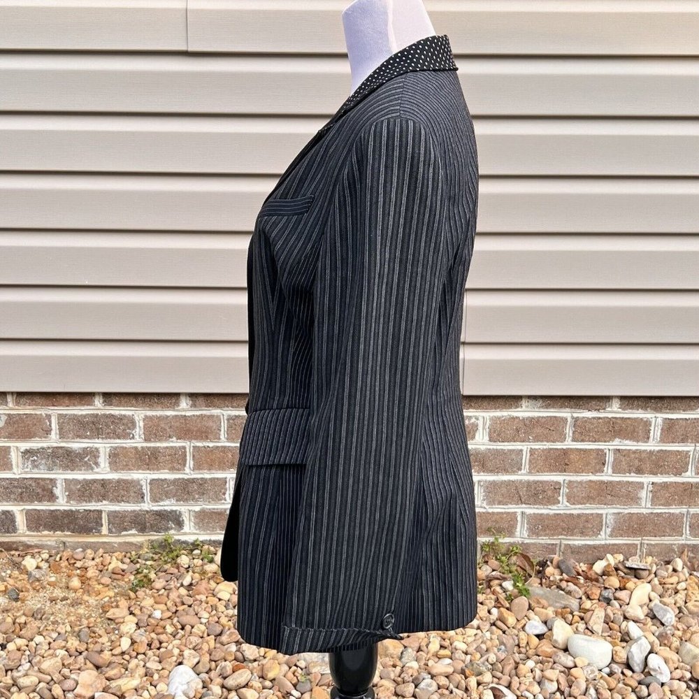 Tina Hagen VTG Wool Blazer Medium Artsy 4 Fabric Patterns Black Gray Silver Sz M - Picture 3 of 15